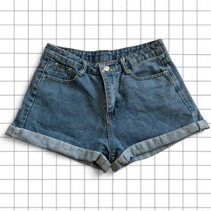 SHEIN Blue Denim Cuffed Women’s Shorts